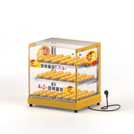 Commercial Countertop 3-Tier Glass Egg Tart Warmer Display Cabinet