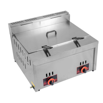Commercial Countertop Gas Fryer with Dual Temperature Controls Stainless Steel Deep Fryer for Restaurant and Fast Food Kitchen